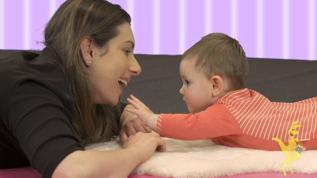 Baby doing tummy time with mum. Gymbaroo Babyroo Active Babies Smart Kids free online videos